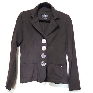 Neon Buddha Fitted Blazer Artsy Buttons Dark Brown Size Small